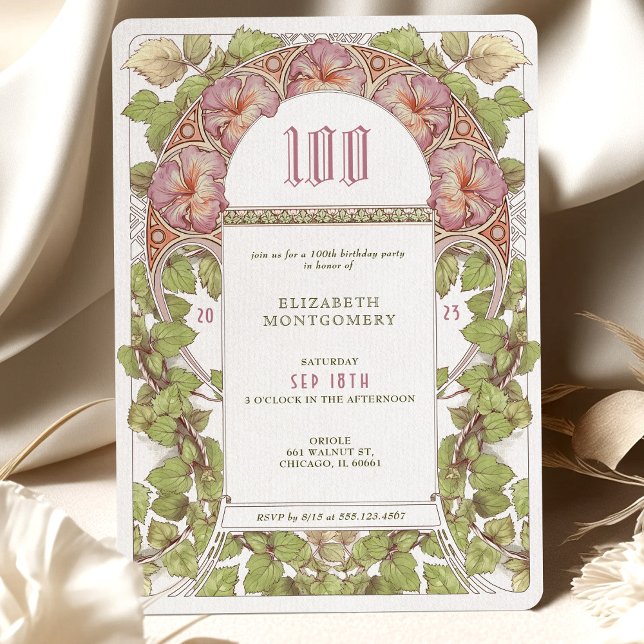 100 Födelsedagsinbjudan Art nouveau Alphonse Mucha Inbjudningar (Skapare uppladdad)