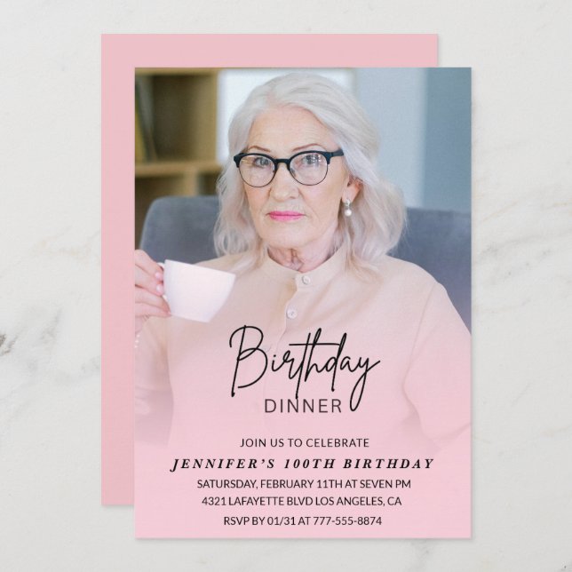 100 födelsedagsinbjudningar Födelsedag Foto Inbjudningar (Fram/baksida)