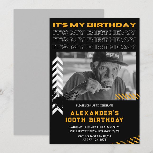 100 födelsedagsinbjudningar Manar Photo Spray-färg Inbjudningar (Fram/baksida)