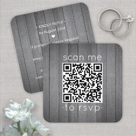 100 Förpackning QR OSA Grått Faux Wood Bröllop-höl Fyrkantigt Visitkort