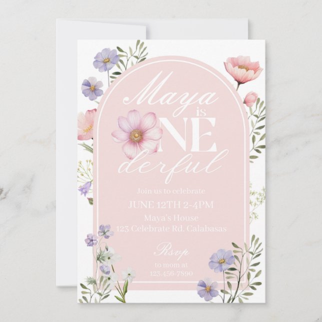 100, första födelsedag, Flickfödelsedag inbjudan (Framsida)