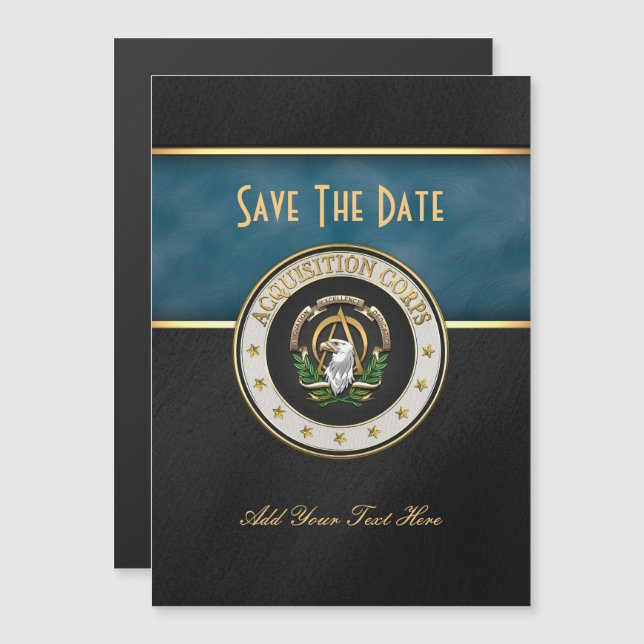 [100] Förvärvningskåren (AAC) Gren Insignia [3D] Magnetisk Inbjudningskort (Fram/baksida)