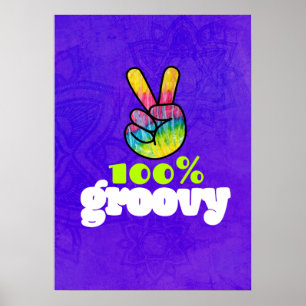 100 % Fredstecken för Groovy Rainbow Hand Poster