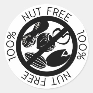 100 % fritt från Nöt, ingen Nöt enkel svart och vi Runt Klistermärke