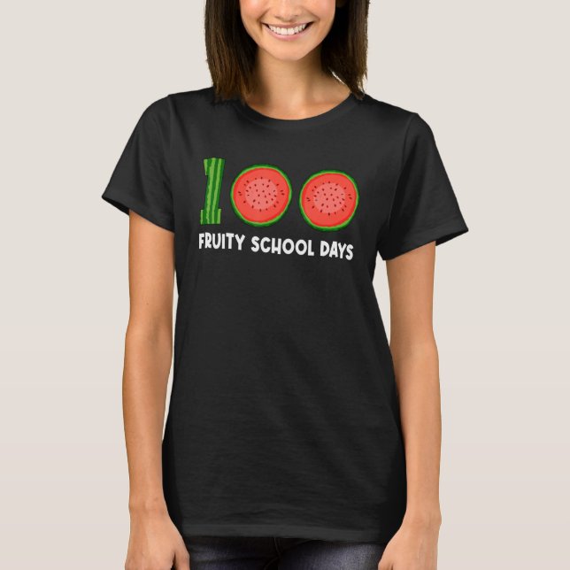 100 Fruity School Days Watermelon Tropical Fruit M T Shirt (Framsida)