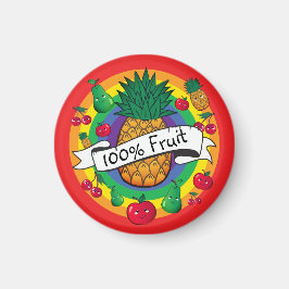 "100 % frukt", regnbåge, färgad kawaii-frukt magnet