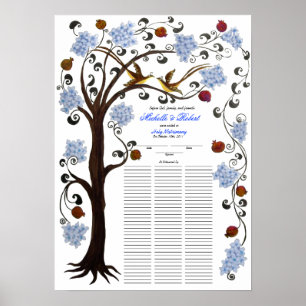100 gäster Quaker Bröllop - Blue Livets träd Poster