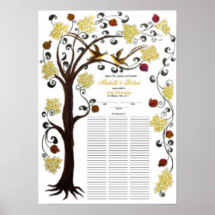 100 gäster Quaker Bröllop - Gult, Livets träd Poster