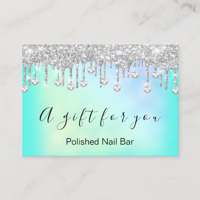 100 Giftcertifikat Nais Holograph Silver Drips Visitkort (Framsida)