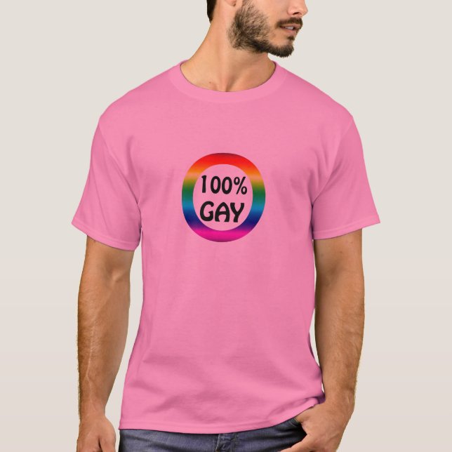 100% glada regnbåge vid PercentGay.com Tee Shirt (Framsida)