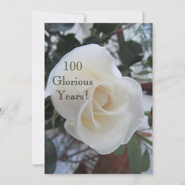 100 GloriousYears!-Birthday Firation/Vit ros Inbjudningar (Framsida)