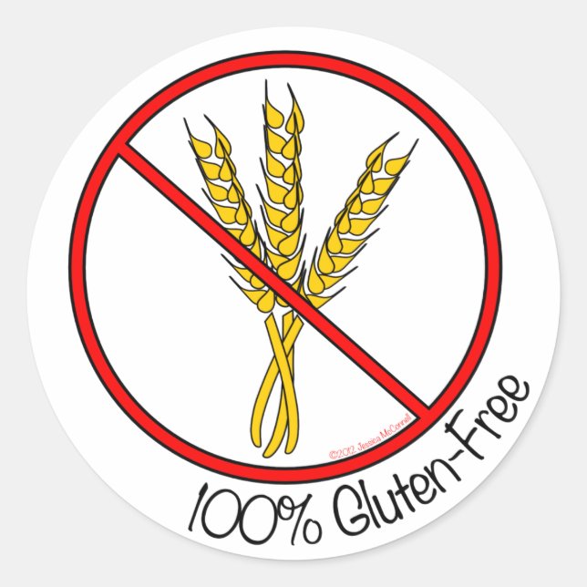 "100 % glutenfri"-fästen (liten) runt klistermärke (Framsida)