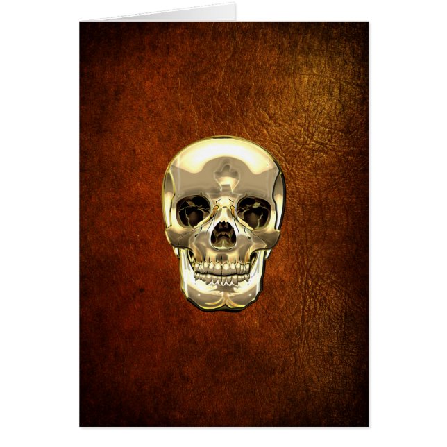 [100] Golden Human Skull Hälsningskort (Framsidan)