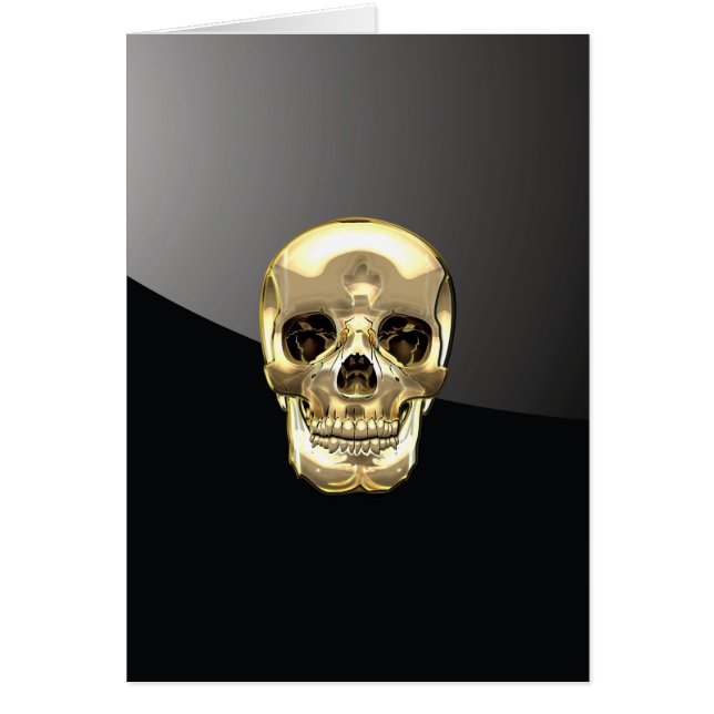 [100] Golden Human Skull Hälsningskort (Framsidan)