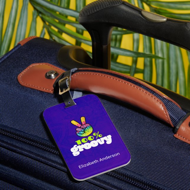 100 % Groovy med Rainbow Hand-Fredstecken Bagagebricka (Framsida Insitu 1)