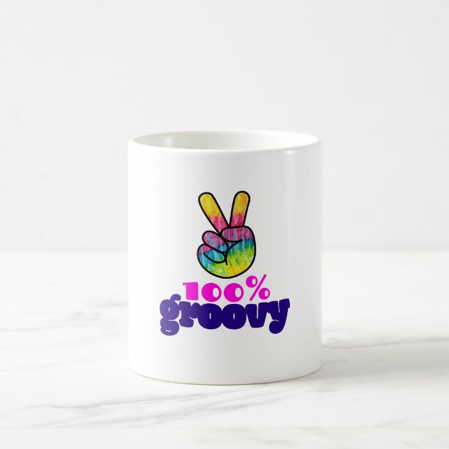 100 % Groovy med Rainbow Hand-Fredstecken Kaffemugg (Center)