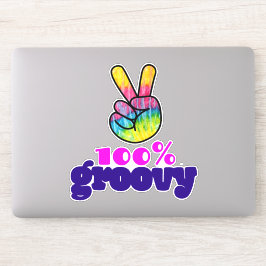 100 % Groovy med Rainbow Hand-Fredstecken Klistermärken