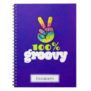 100 % Groovy Rainbow med Hand-Fredstecken unikt Anteckningsbok