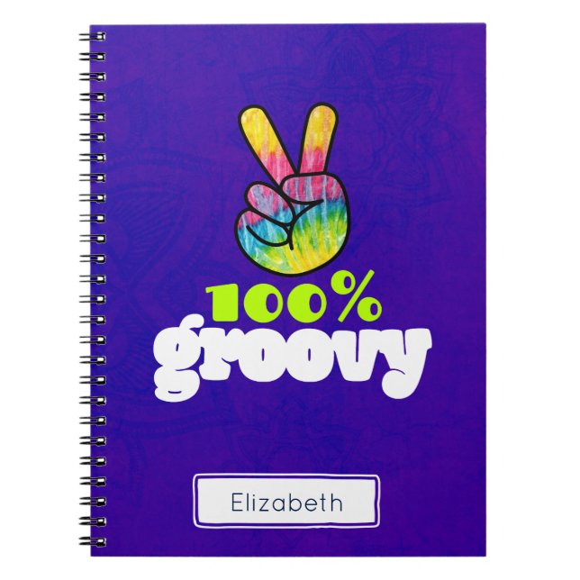100 % Groovy Rainbow med Hand-Fredstecken unikt Anteckningsbok (Framsidan)