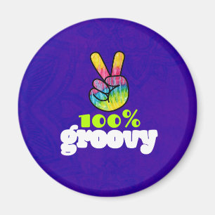100 % Groovy Rainbow med handFredstecken Magnet