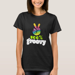 100 % Groovy Rainbow med handFredstecken T Shirt