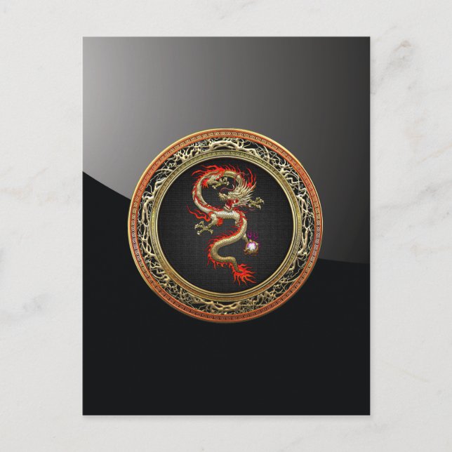 [100] Gyllene kinesiska drakfucanglong Vykort (Framsida)