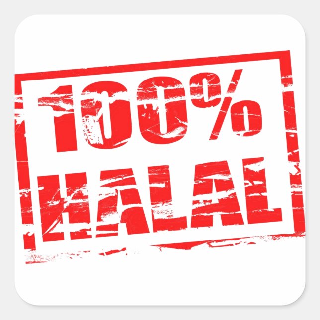 100 % halal fyrkantigt klistermärke (Framsida)