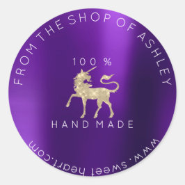 100 % handgjord Logotyp från Namn Webben Plum Unic Runt Klistermärke