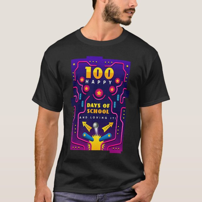 100 Happy Days of School & Loving It Pinball T Shirt (Framsida)