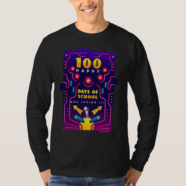 100 Happy Days of School & Loving It Pinball T Shirt (Framsida)