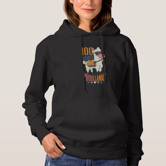 100 Har i skolan A Probllama Funny Llama Par T Shirt (Framsida)