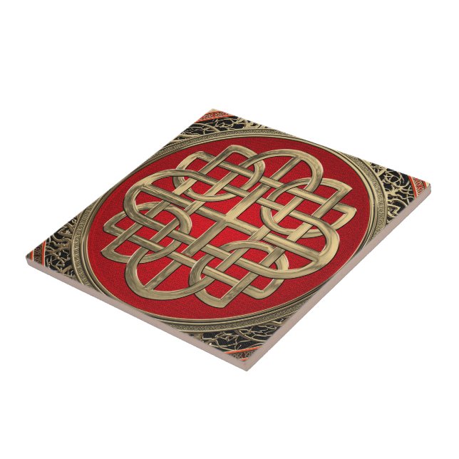 [100] Helig Celtic Guld Knot Kor Kakelplatta (Sidan)