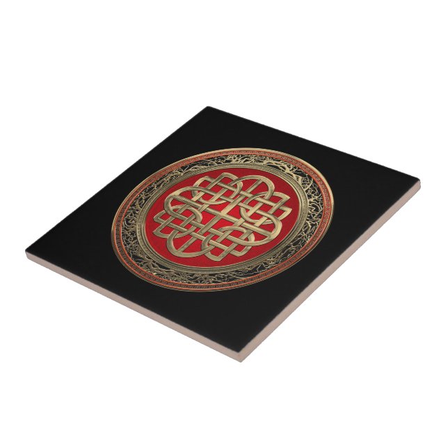 [100] Helig Celtic Guld Knot Kor Kakelplatta (Sidan)