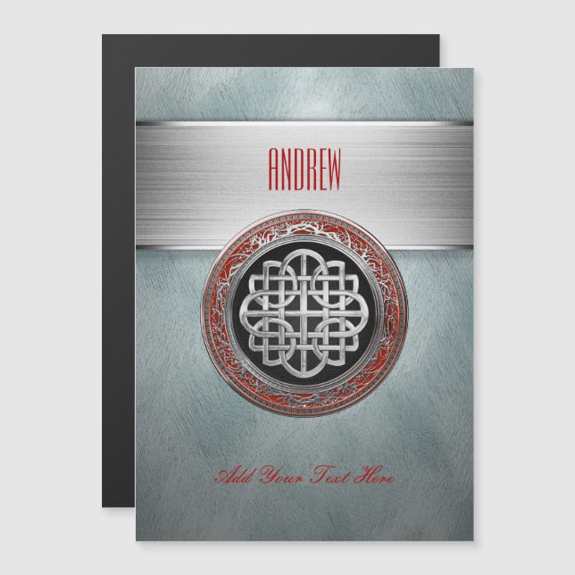 [100] Helig Celtic Silver Knot Kor Magnetisk Inbjudningskort (Fram/baksida)