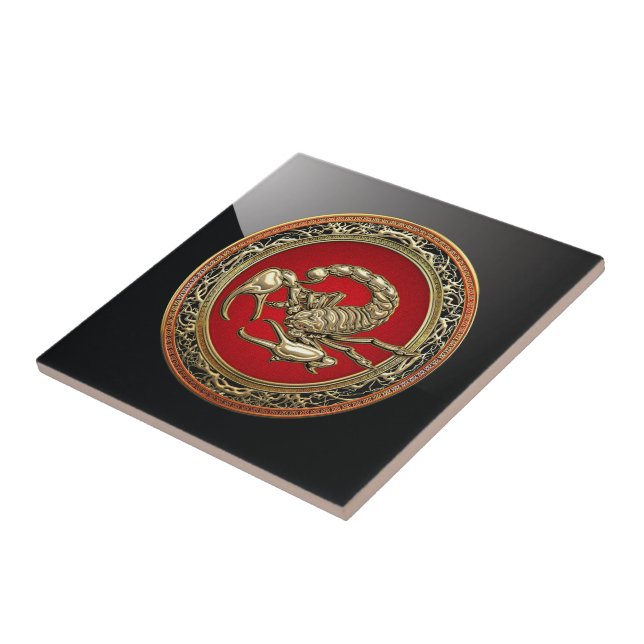 [100] Helig Golden Scorpion on Red Kakelplatta (Sidan)