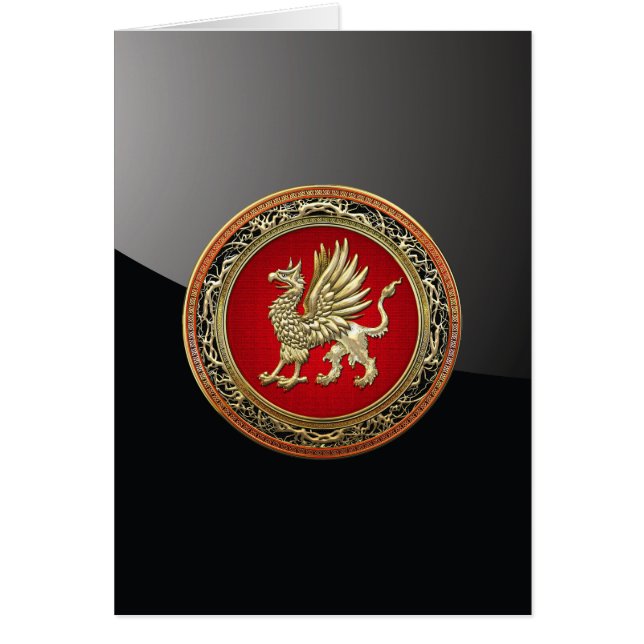 [100] Helig Guld Griffin Hälsningskort (Framsidan)