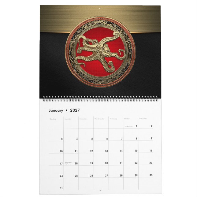 [100] Helig Guld Octopus i försvarsställning Kalender (Jan 2027)
