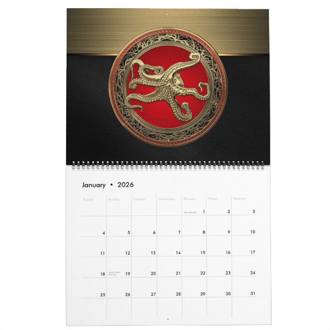 [100] Helig Guld Octopus i försvarsställning Kalender (Jan 2026)