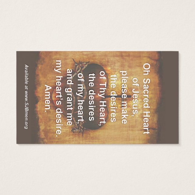 100 Helig Heart Prayer-kort Visitkort (Baksidan)