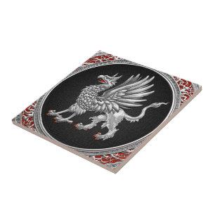 [100] Helig Silver Griffin Kakelplatta