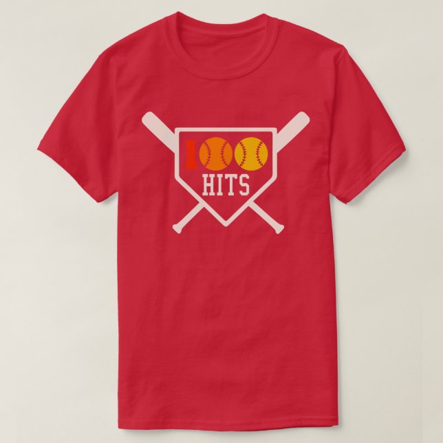 100 Hits Softball Baseball Coach High School Softb T Shirt (Design framsida)