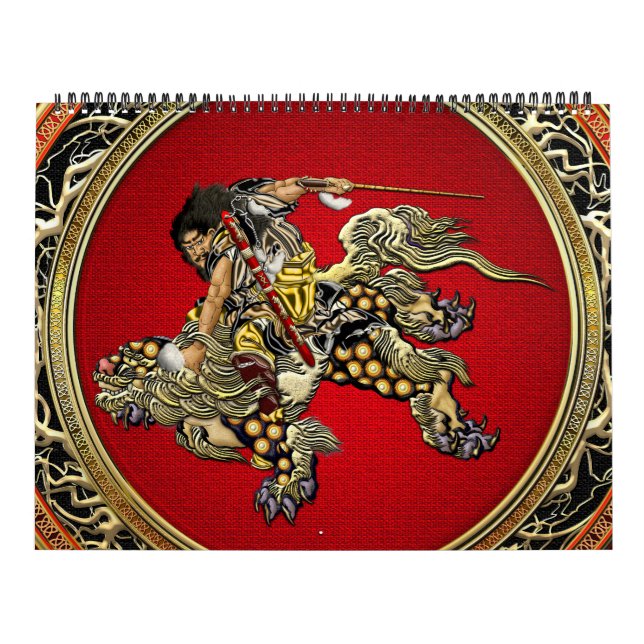 [100] Hokusai - Shoki Riding Shishi Lejon Kalender (Omslag)
