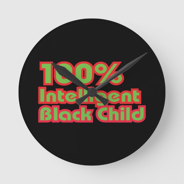 100 % Intelligent Black Child Rund Klocka (Framsida)