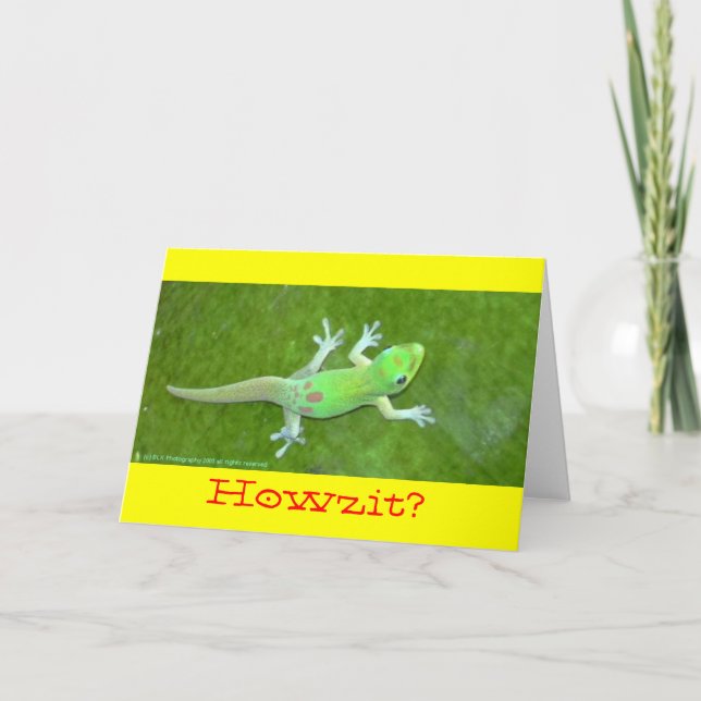 100% intygat organiskt Kona kaffeDay~Gecko kort (Framsida)