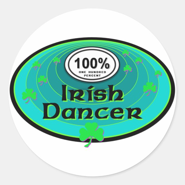 100 % Irish Dancer Runt Klistermärke (Framsida)