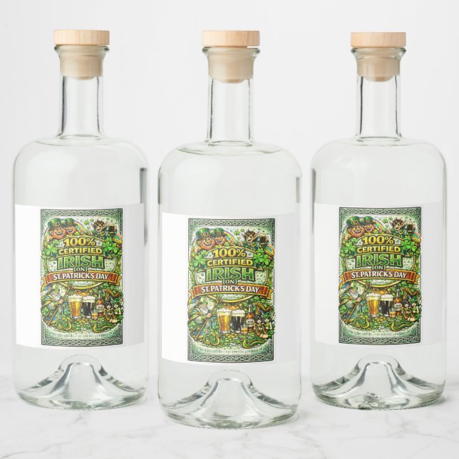 100% irländsk... På St.Patricks dag! Spritflaskor Etikett (Flaskor)
