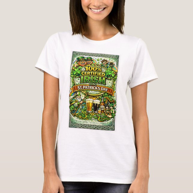 100% irländsk... På St. Patricks dag! T Shirt (Framsida)