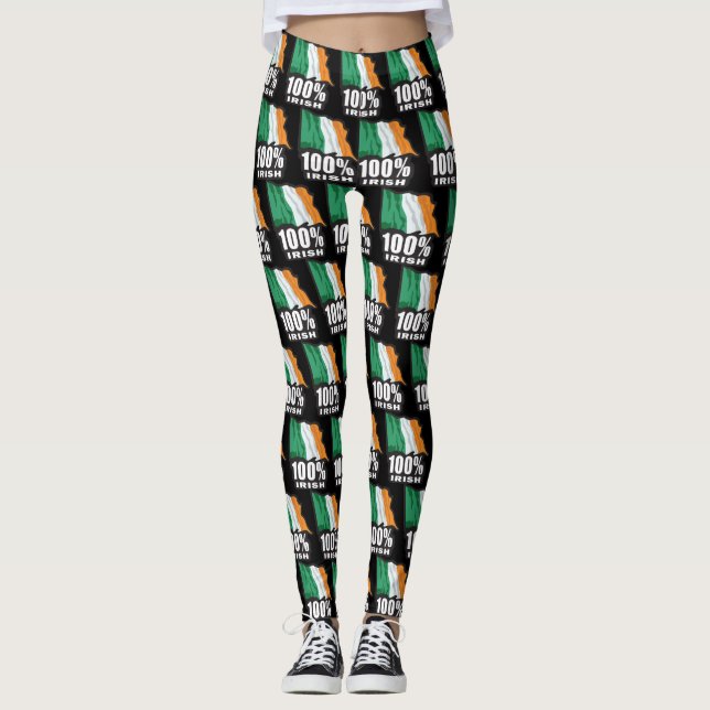 100 % irländska och irländska Flagga Leggings (Framsida)