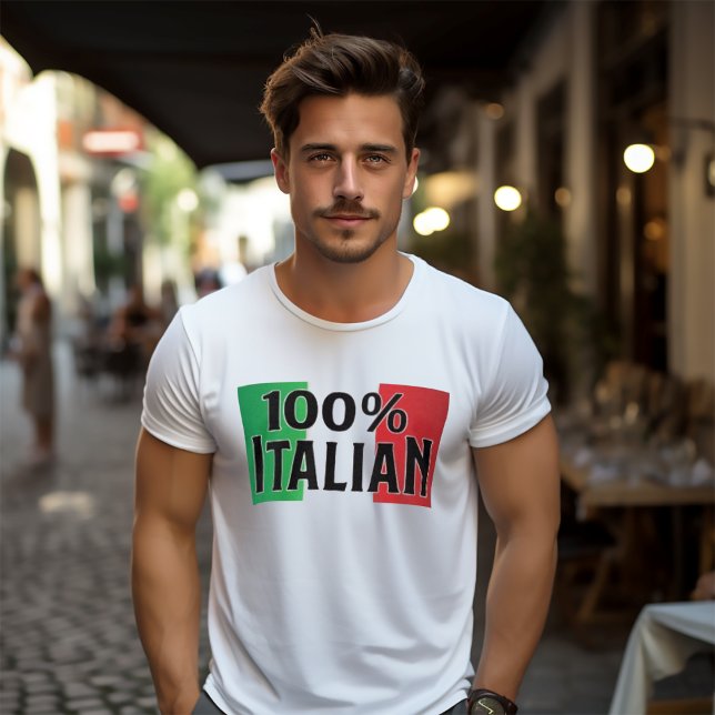 100 % italiensk lustig Flagga T-shirt (100% Italian
Italian Flag Funny White Tee
for Men)