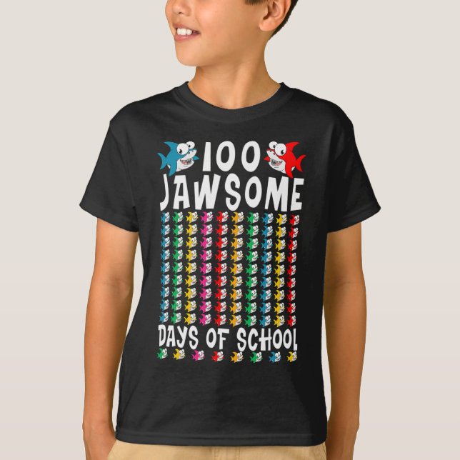 100 Jawsome Days of School Shark 100 Day of Scho T Shirt (Framsida)